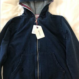 Navy blue denim hoodie